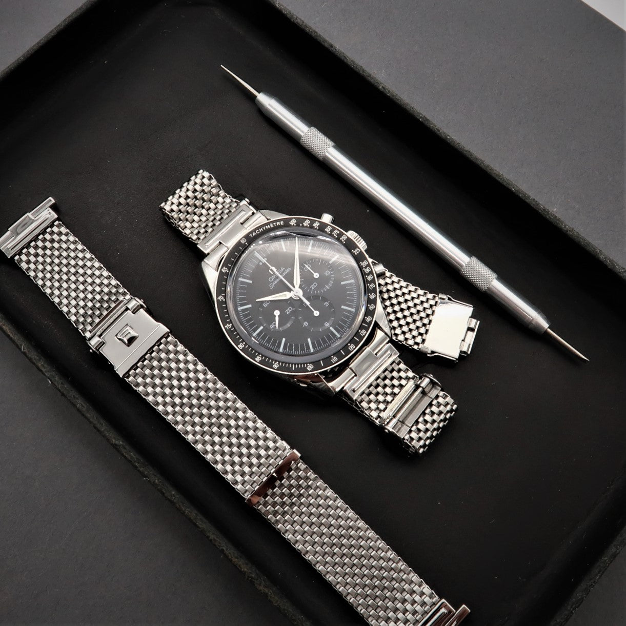 Forstner Komfit "JB" Mesh Watch Bracelet with Horned Ends