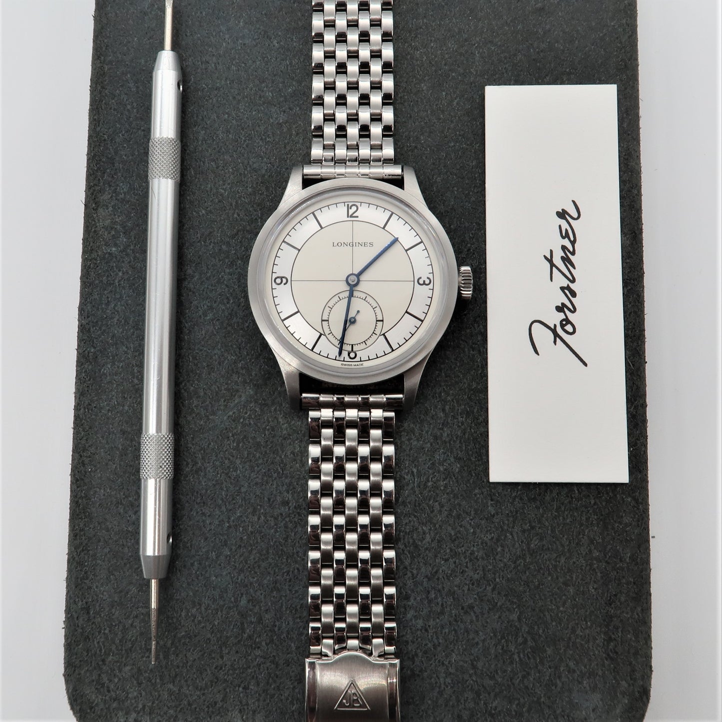 Forstner 7-Row Beads of Rice Stainless Steel Watch Bracelet