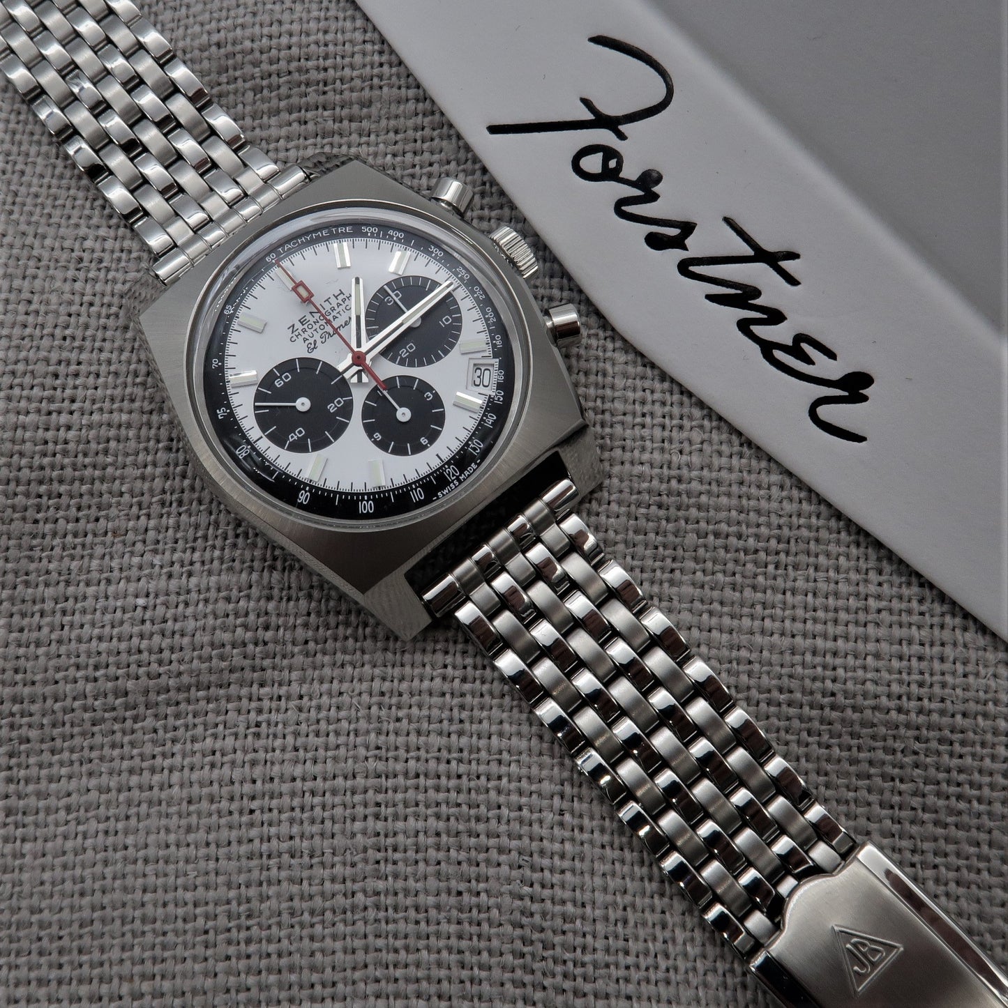Forstner 7-Row Beads of Rice Stainless Steel Watch Bracelet