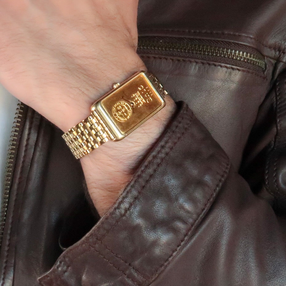 Gold Plated Forstner 7-Row Beads of Rice Watch Bracelet
