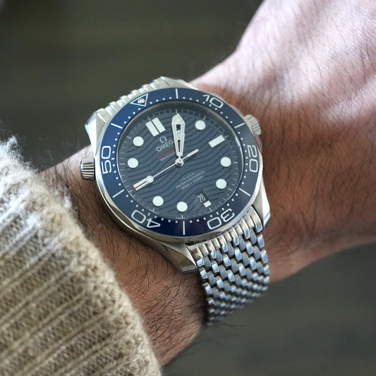 Forstner 11-Row Beads of Rice Bracelet for Omega Seamaster 300M Diver, Aqua Terra, and 42mm Planet Ocean