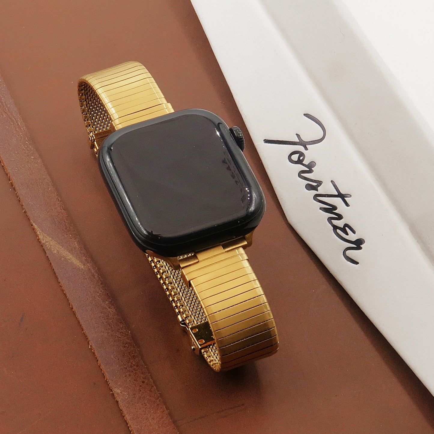 Gold Plated Forstner Komfit Military Type "Thin as a Dime" for Apple Watch